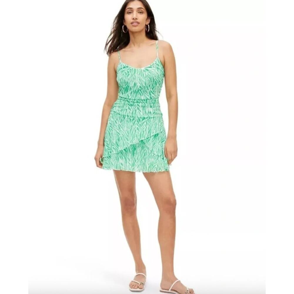2/$30 Diane von Furstenberg x Target Dress Size XXS Green Mini Dress Mesh Print